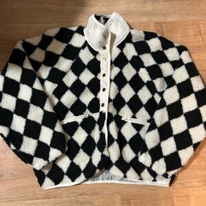 Better Be Black and White Checkered Teddy Jacket